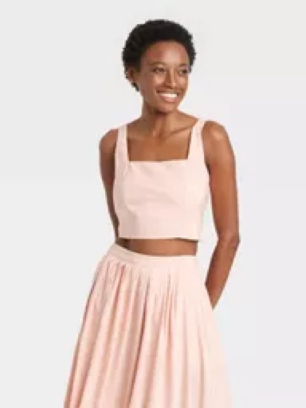 NWT A New Day Women’s Square-Neck Crop Top in Blush Pink Size Small